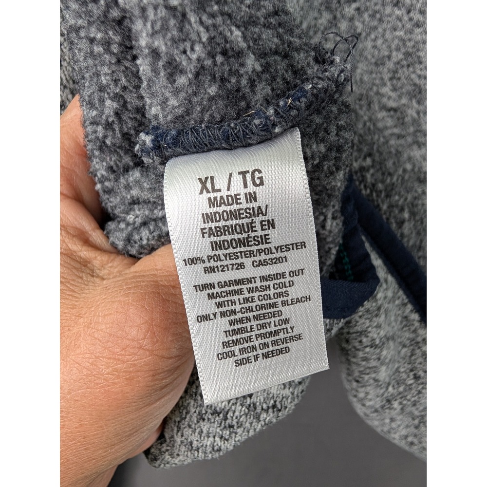 Prince & Fox Mens Heather Gray Navy Blue Quarter Snap Fleece Pullover XL - Picture 4 of 7